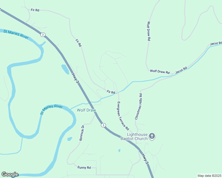 map of restaurants, bars, coffee shops, grocery stores, and more near 404 Evergreen Terrace Road in Saint Maries