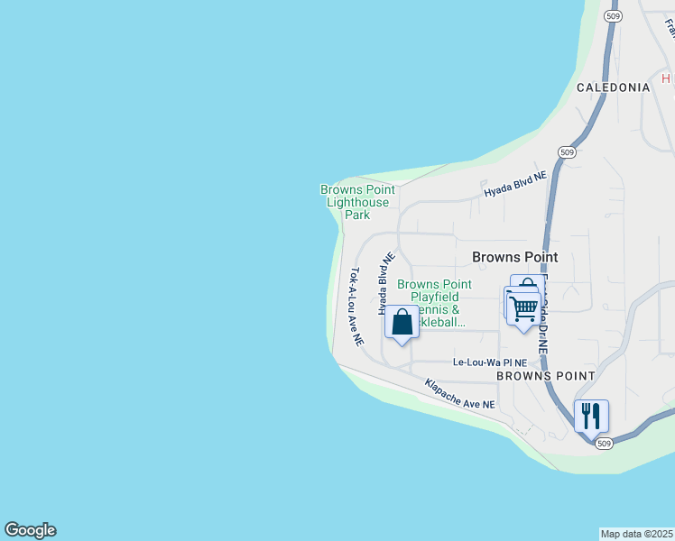 map of restaurants, bars, coffee shops, grocery stores, and more near 5024 Tok-A-Lou Avenue Northeast in Tacoma