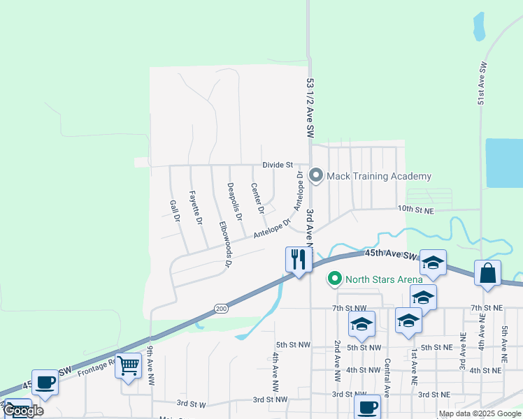 map of restaurants, bars, coffee shops, grocery stores, and more near 1014-1050 Center Dr in Hazen