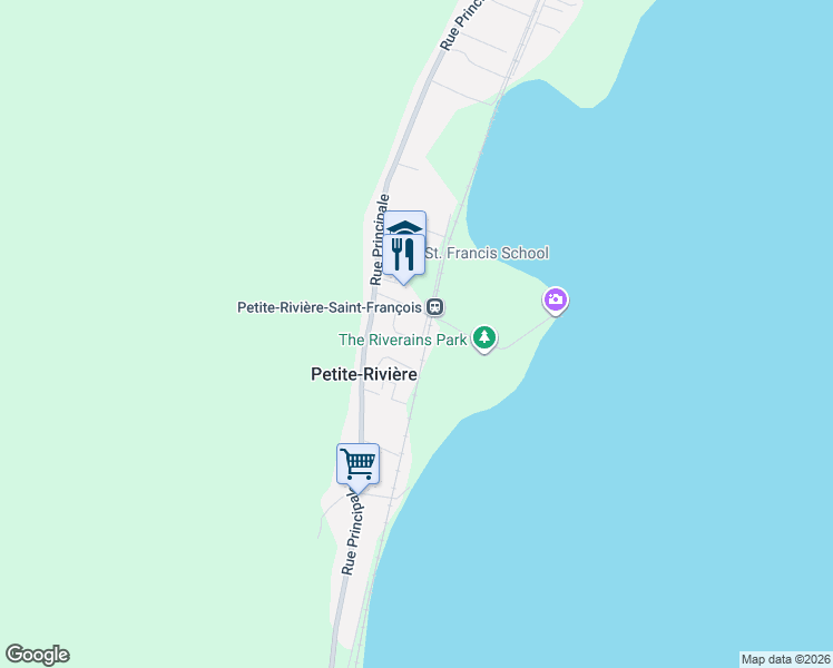 map of restaurants, bars, coffee shops, grocery stores, and more near 46 Chemin du Fleuve in Petite-Rivière-Saint-François