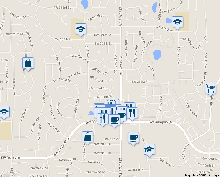 map of restaurants, bars, coffee shops, grocery stores, and more near 33269 22nd Ct SW in Federal Way