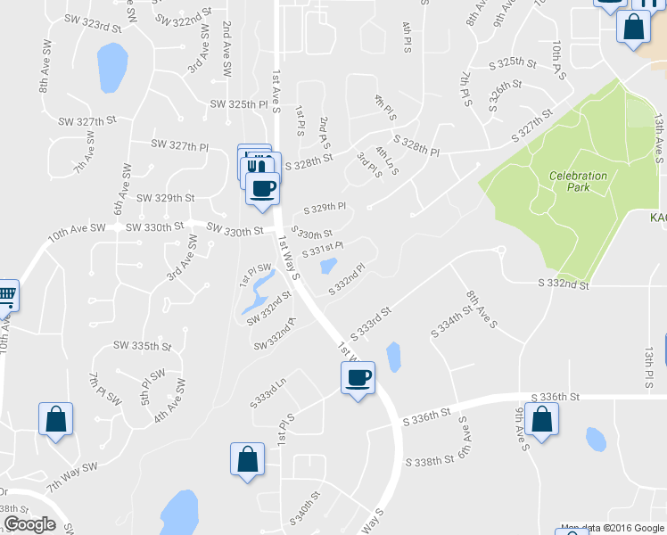 map of restaurants, bars, coffee shops, grocery stores, and more near 127 South 331st Place in Federal Way