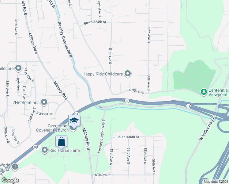 map of restaurants, bars, coffee shops, grocery stores, and more near 5108 South 331st Street in Auburn