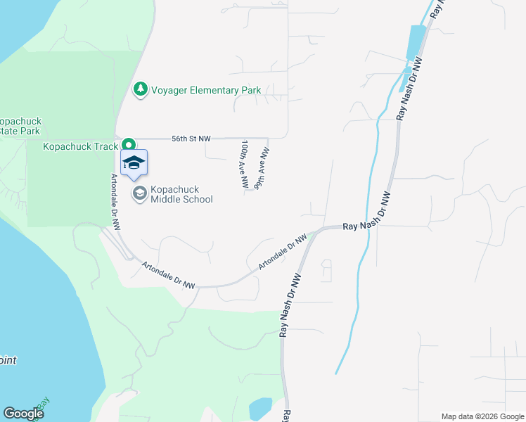 map of restaurants, bars, coffee shops, grocery stores, and more near 5319 99th Avenue Northwest in Gig Harbor