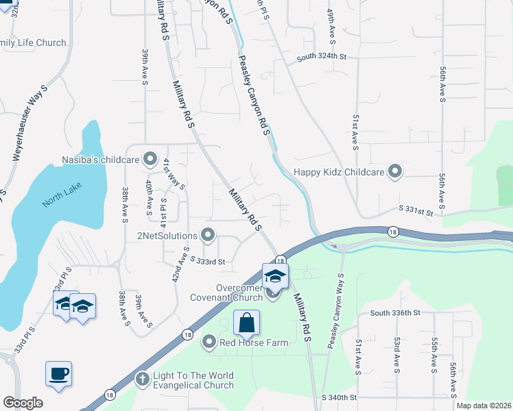 map of restaurants, bars, coffee shops, grocery stores, and more near 4411 South 330th Place in Federal Way