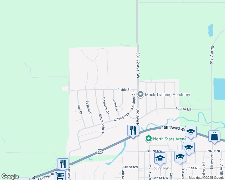 map of restaurants, bars, coffee shops, grocery stores, and more near 1050 Center Dr in Hazen