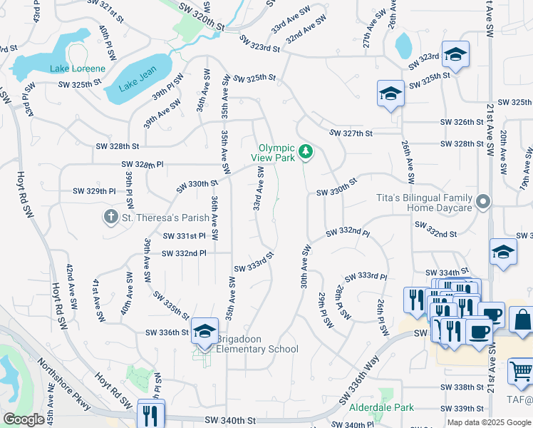 map of restaurants, bars, coffee shops, grocery stores, and more near in Auburn