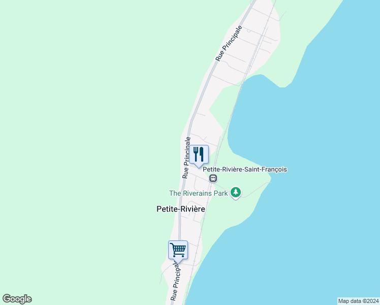 map of restaurants, bars, coffee shops, grocery stores, and more near 1015 Rue Principale in Petite-Rivière-Saint-François