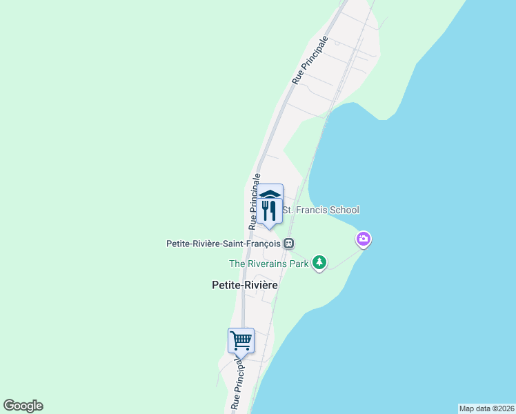map of restaurants, bars, coffee shops, grocery stores, and more near 1015 Rue Principale in Petite-Rivière-Saint-François