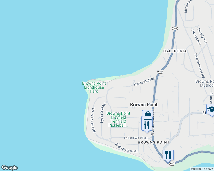 map of restaurants, bars, coffee shops, grocery stores, and more near 5422 Wan-I-Da Avenue in Tacoma