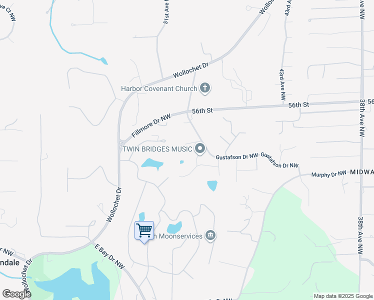map of restaurants, bars, coffee shops, grocery stores, and more near 4904 54th Street Court Northwest in Gig Harbor
