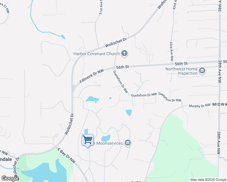 map of restaurants, bars, coffee shops, grocery stores, and more near 4904 54th Street Court Northwest in Gig Harbor