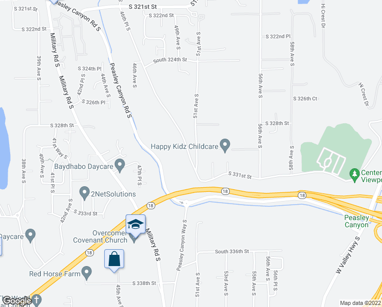 map of restaurants, bars, coffee shops, grocery stores, and more near 32938 51st Avenue South in Auburn