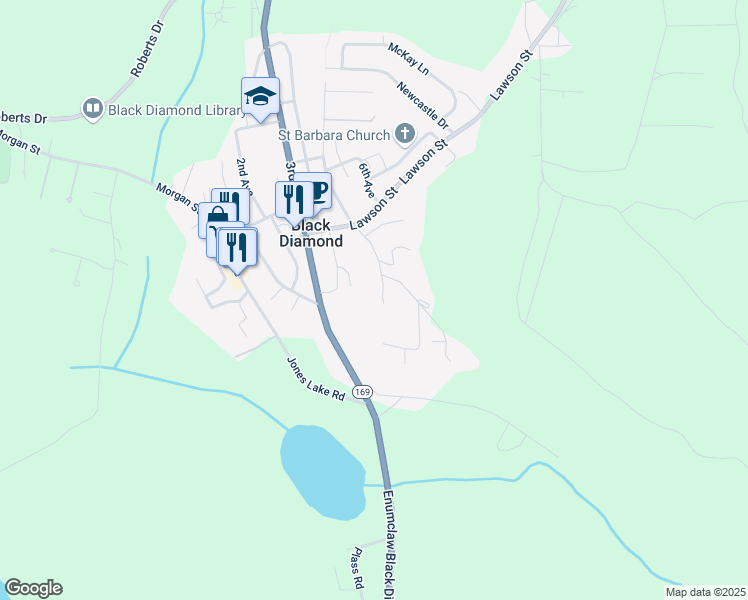map of restaurants, bars, coffee shops, grocery stores, and more near 32823 5th Avenue in Black Diamond