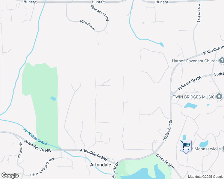 map of restaurants, bars, coffee shops, grocery stores, and more near 6004 55th Street Northwest in Gig Harbor