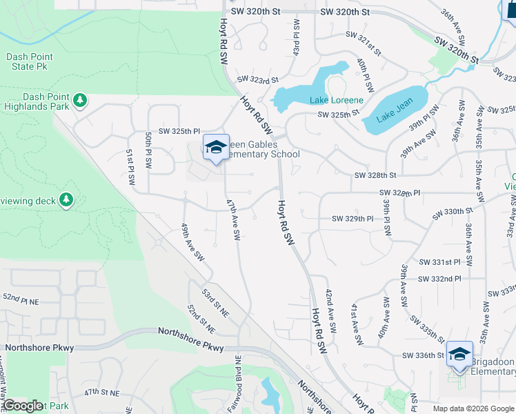 map of restaurants, bars, coffee shops, grocery stores, and more near 4615 Southwest 329th Way in Federal Way