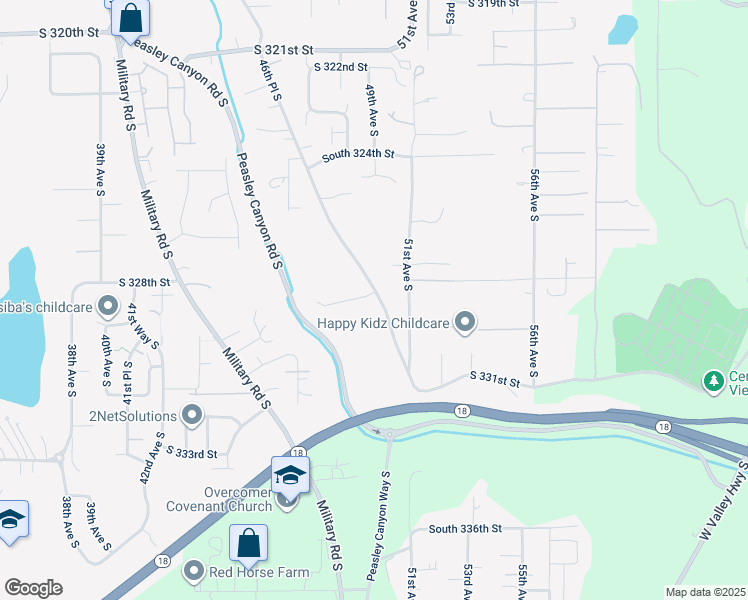 map of restaurants, bars, coffee shops, grocery stores, and more near 4593 South 328th Court in Auburn