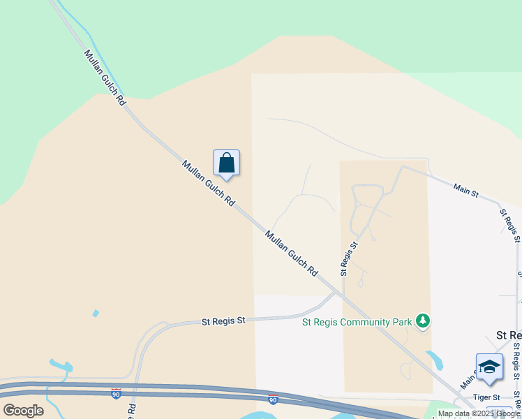 map of restaurants, bars, coffee shops, grocery stores, and more near 88-94 Mullan Gulch Road in Saint Regis