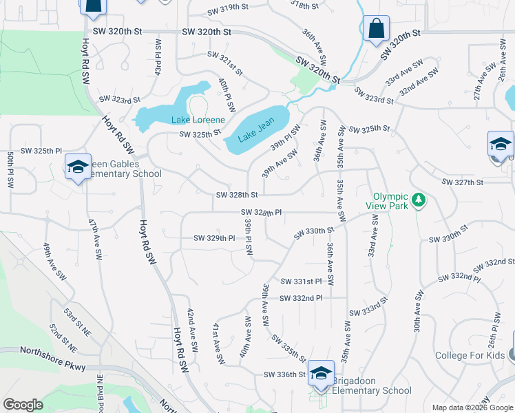 map of restaurants, bars, coffee shops, grocery stores, and more near 32737 39th Avenue Southwest in Federal Way