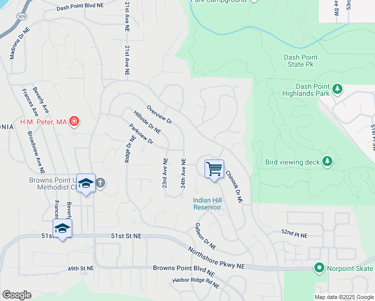map of restaurants, bars, coffee shops, grocery stores, and more near 5635 24th Avenue Northeast in Tacoma