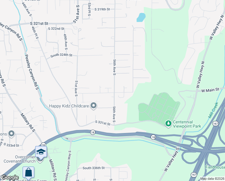 map of restaurants, bars, coffee shops, grocery stores, and more near 32727 56th Avenue South in Auburn