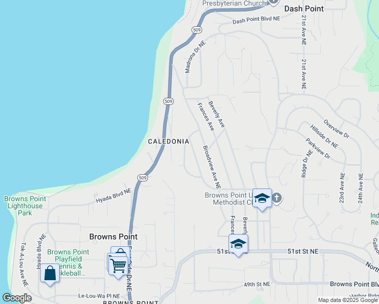 map of restaurants, bars, coffee shops, grocery stores, and more near 5744 Sealawn Avenue Northeast in Tacoma