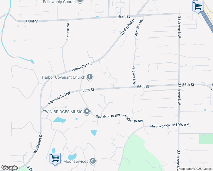map of restaurants, bars, coffee shops, grocery stores, and more near 4605 56th Street in Gig Harbor