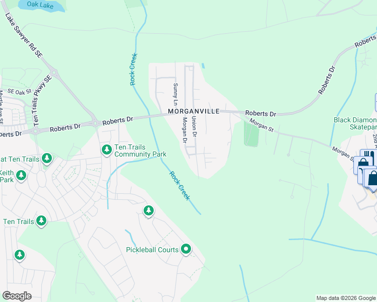 map of restaurants, bars, coffee shops, grocery stores, and more near 32508 Morgan Drive in Black Diamond