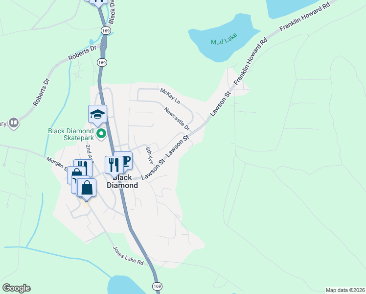 map of restaurants, bars, coffee shops, grocery stores, and more near 25813 Lawson Street in Black Diamond