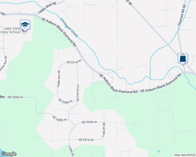 map of restaurants, bars, coffee shops, grocery stores, and more near 17322 Southeast 324th Street in Auburn