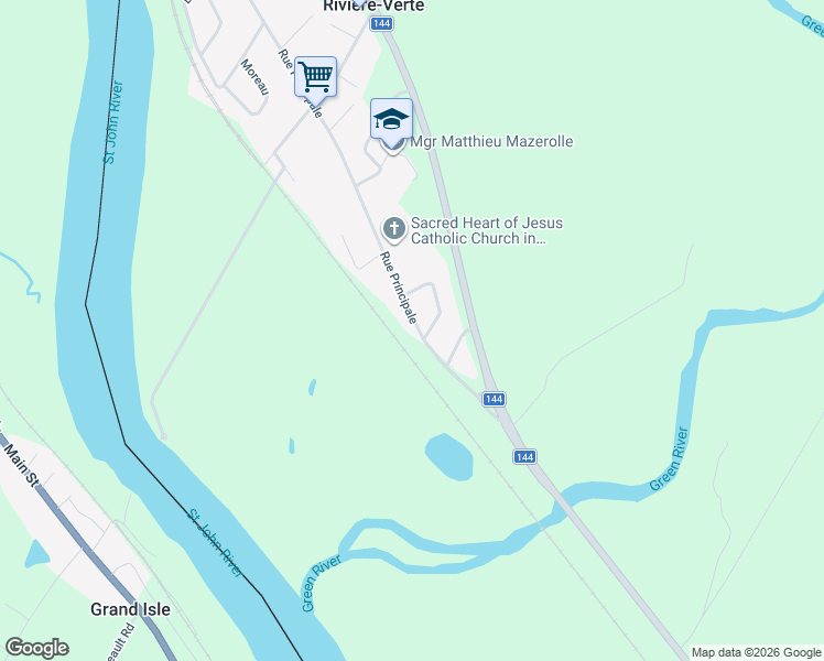 map of restaurants, bars, coffee shops, grocery stores, and more near 18 Rue Principale in Rivière-Verte