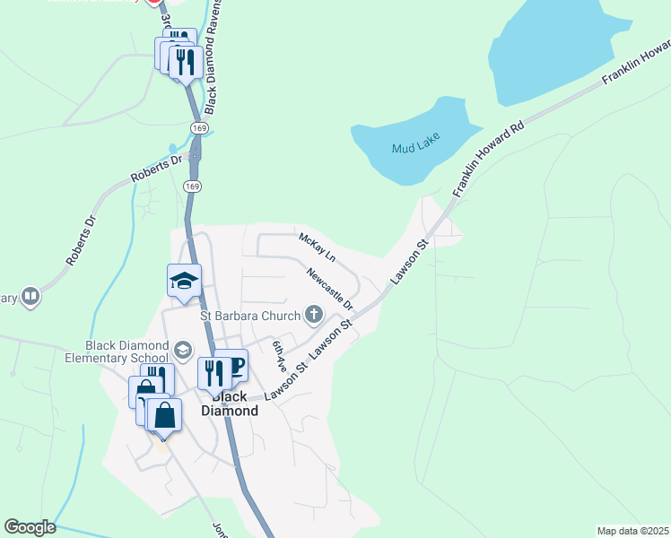 map of restaurants, bars, coffee shops, grocery stores, and more near 32513 McKay Lane in Black Diamond