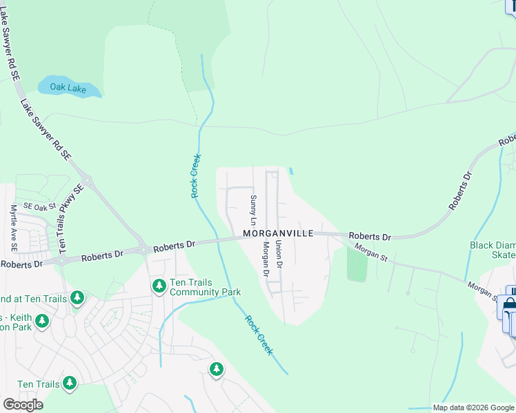 map of restaurants, bars, coffee shops, grocery stores, and more near 32206 Sunny Lane in Black Diamond