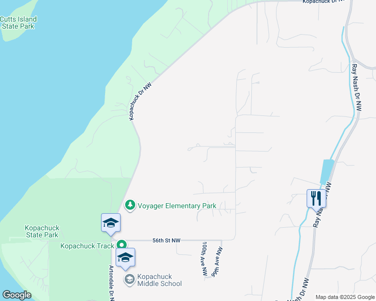 map of restaurants, bars, coffee shops, grocery stores, and more near 12812 62nd Street Northwest in Gig Harbor