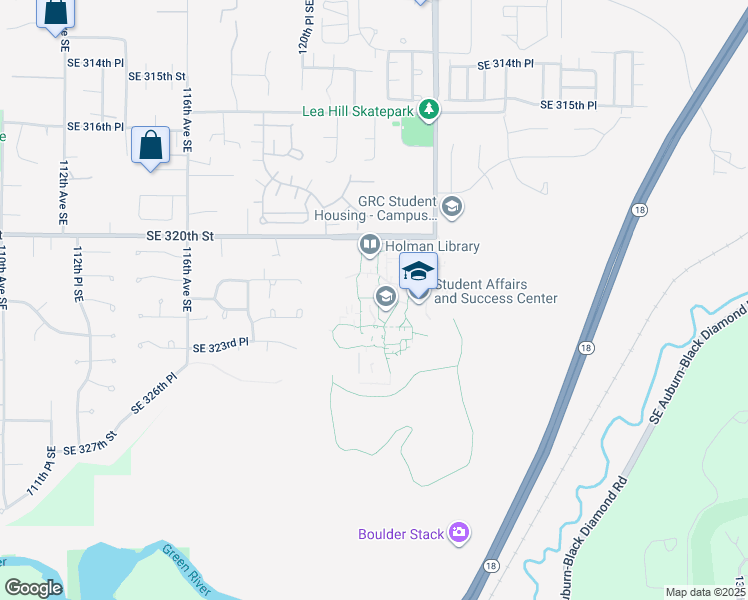 map of restaurants, bars, coffee shops, grocery stores, and more near 12401 Southeast 320th Street in Auburn