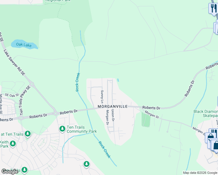 map of restaurants, bars, coffee shops, grocery stores, and more near 32030 Morgan Drive in Black Diamond