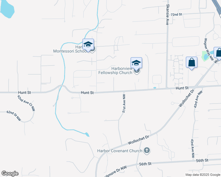 map of restaurants, bars, coffee shops, grocery stores, and more near 6414 52nd Avenue Northwest in Gig Harbor