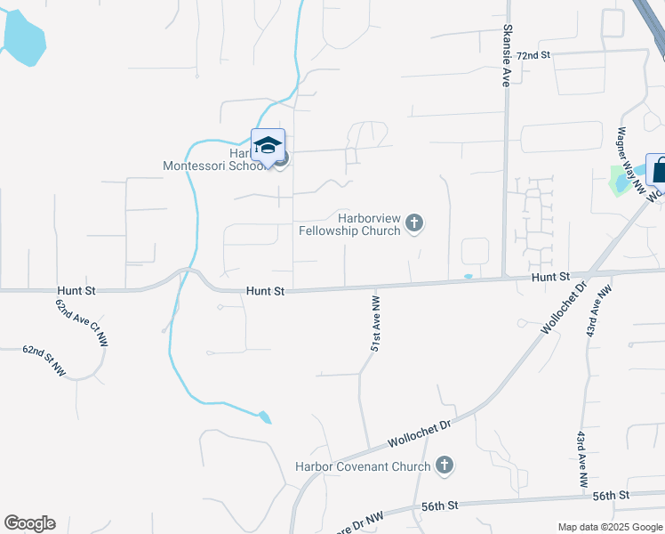map of restaurants, bars, coffee shops, grocery stores, and more near 6414 52nd Avenue Northwest in Gig Harbor