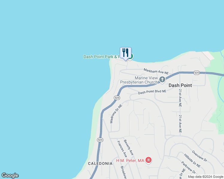 map of restaurants, bars, coffee shops, grocery stores, and more near 6531 Whitman Street Northeast in Tacoma