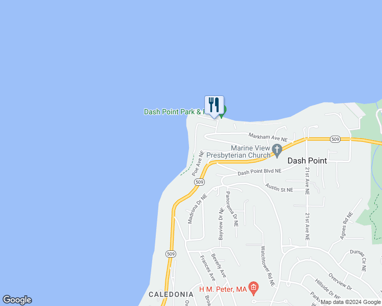 map of restaurants, bars, coffee shops, grocery stores, and more near 6627 Whitman Street Northeast in Tacoma