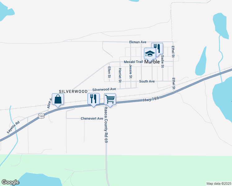 map of restaurants, bars, coffee shops, grocery stores, and more near 116 Silverwood Avenue in Bovey
