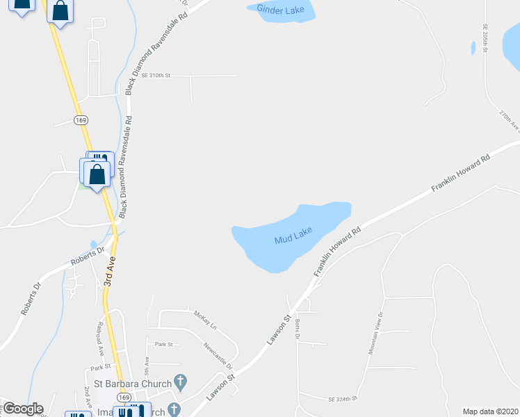 map of restaurants, bars, coffee shops, grocery stores, and more near Franklin Howard Road in Black Diamond