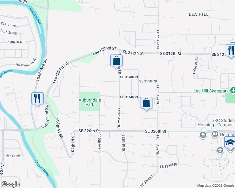 map of restaurants, bars, coffee shops, grocery stores, and more near 11116 Southeast 316th Place in Auburn