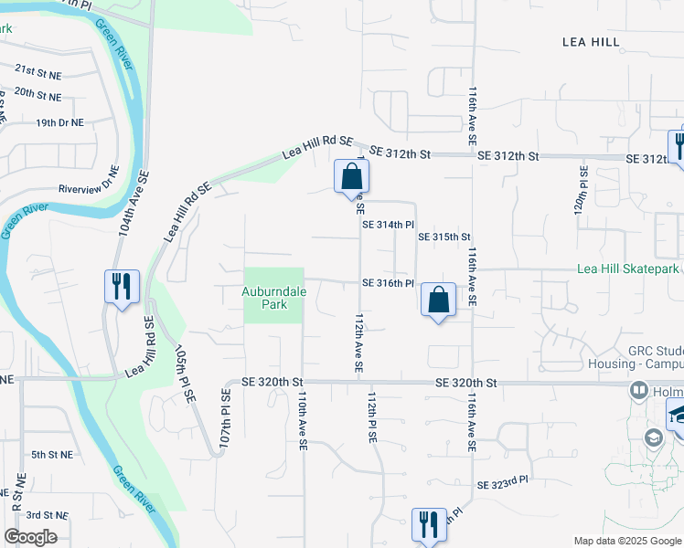 map of restaurants, bars, coffee shops, grocery stores, and more near 11116 Southeast 316th Place in Auburn