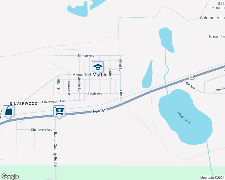 map of restaurants, bars, coffee shops, grocery stores, and more near 214 Sadie Street in Marble