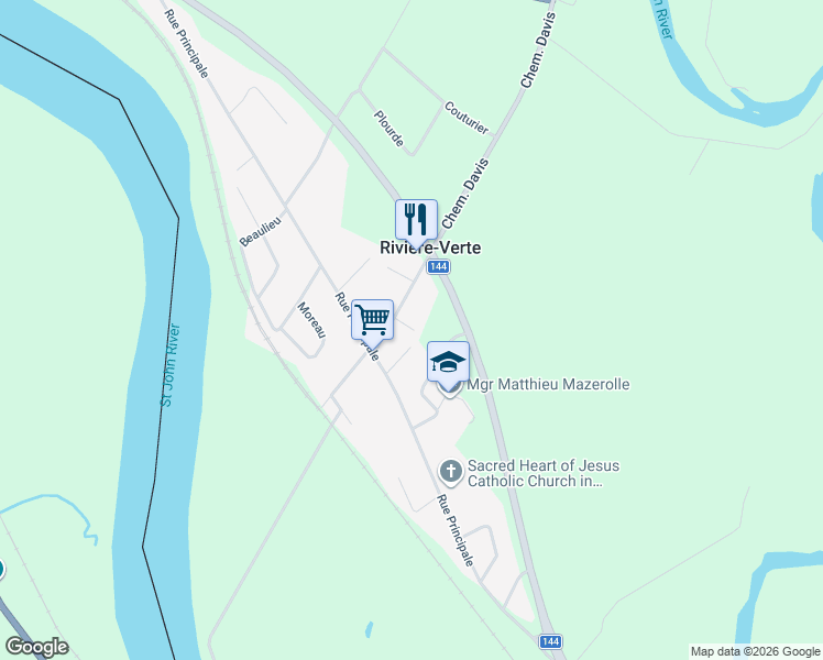 map of restaurants, bars, coffee shops, grocery stores, and more near 5 Rue Clavette in Rivière-Verte