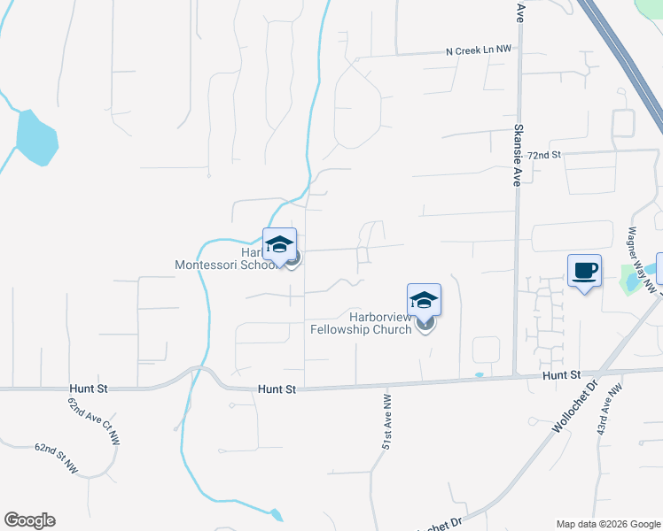 map of restaurants, bars, coffee shops, grocery stores, and more near 5314 69th Street Northwest in Gig Harbor