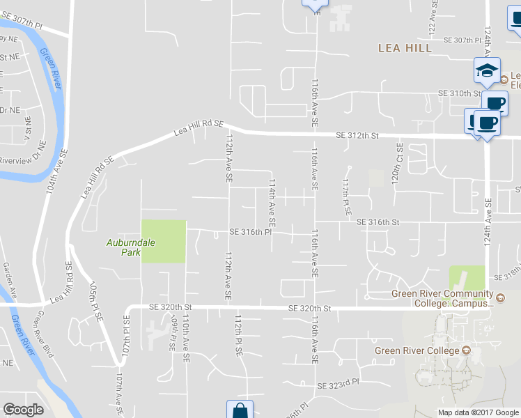map of restaurants, bars, coffee shops, grocery stores, and more near 31500 113th Avenue Southeast in Auburn