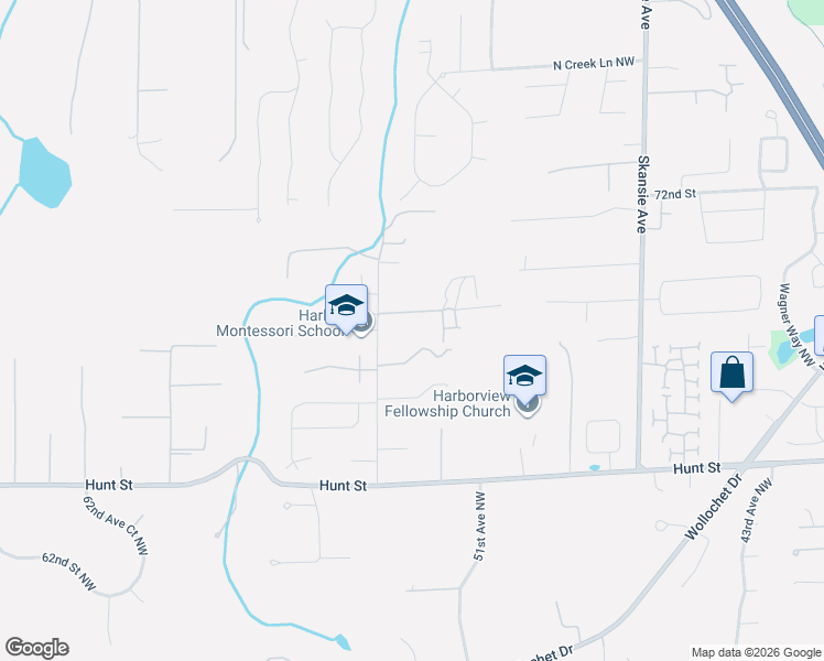 map of restaurants, bars, coffee shops, grocery stores, and more near 5314 69th Street Northwest in Gig Harbor