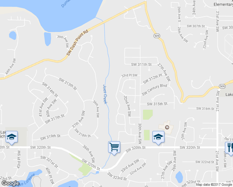 map of restaurants, bars, coffee shops, grocery stores, and more near 31621-31631 33rd Place Southwest in Federal Way